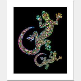 Gecko Lizard Psychedelic Art Posters and Art